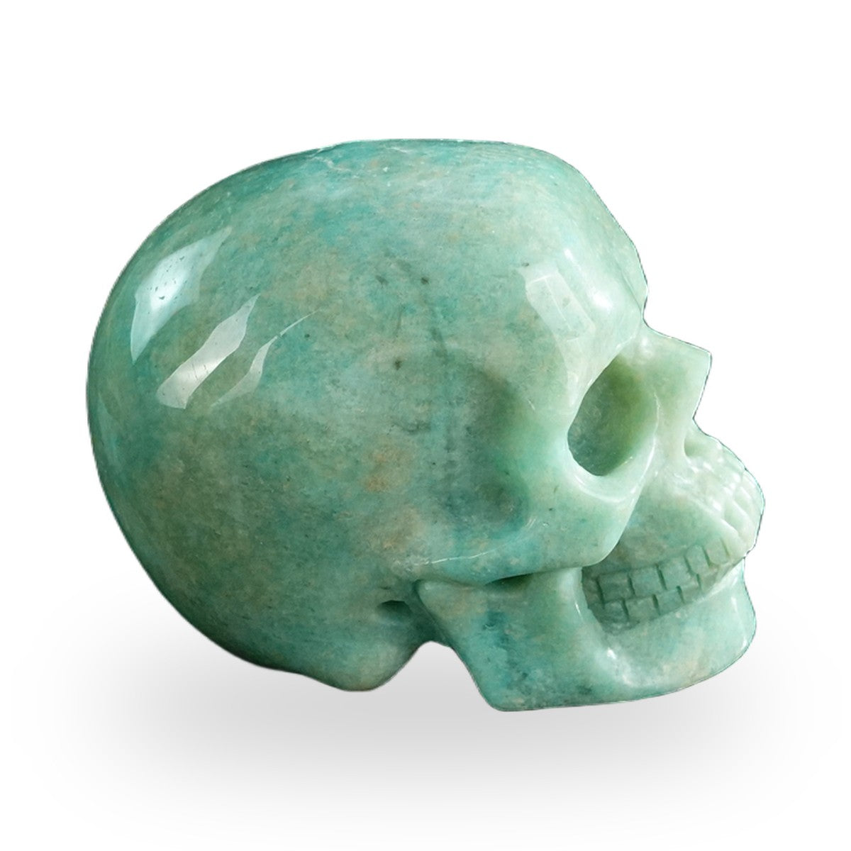Kindred Vein 3" Amazonite Hand Carved Crystal Realistic Skull Sculpture (SKU: SKH30AA01) - Photo 5