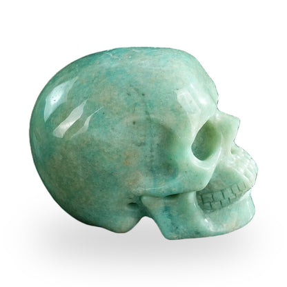 Kindred Vein 3" Amazonite Hand Carved Crystal Realistic Skull Sculpture (SKU: SKH30AA01) - Photo 5