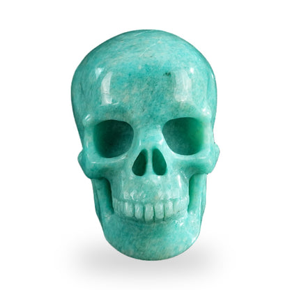 Kindred Vein 3" Amazonite Hand Carved Crystal Realistic Skull Sculpture (SKU: SKH30AA02) - Photo 9