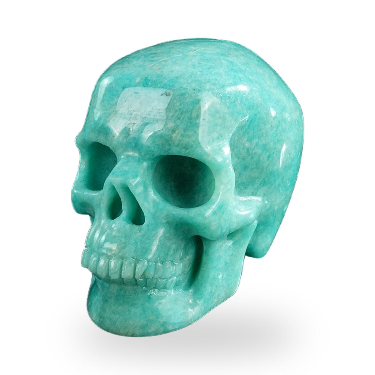 Kindred Vein 3" Amazonite Hand Carved Crystal Realistic Skull Sculpture (SKU: SKH30AA02) - Photo 10