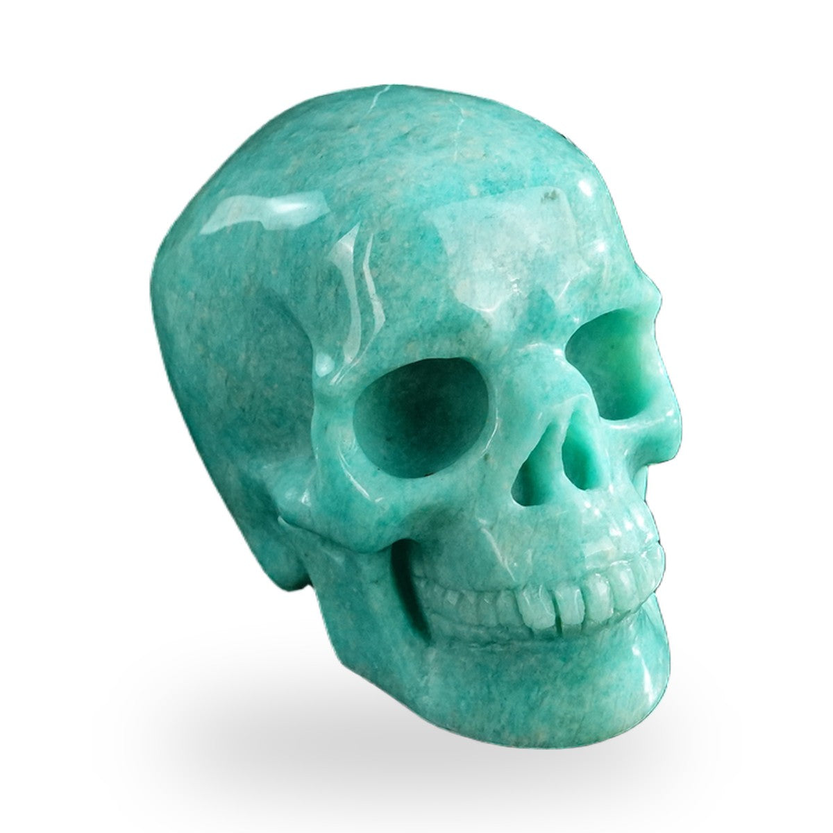 Kindred Vein 3" Amazonite Hand Carved Crystal Realistic Skull Sculpture (SKU: SKH30AA02) - Photo 11