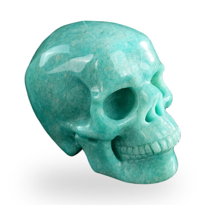 Kindred Vein 3" Amazonite Hand Carved Crystal Realistic Skull Sculpture (SKU: SKH30AA02) - Photo 12