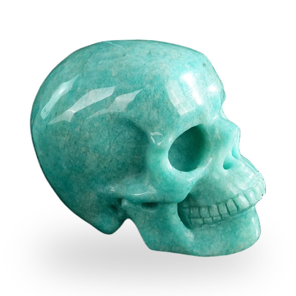 Kindred Vein 3" Amazonite Hand Carved Crystal Realistic Skull Sculpture (SKU: SKH30AA02) - Photo 13