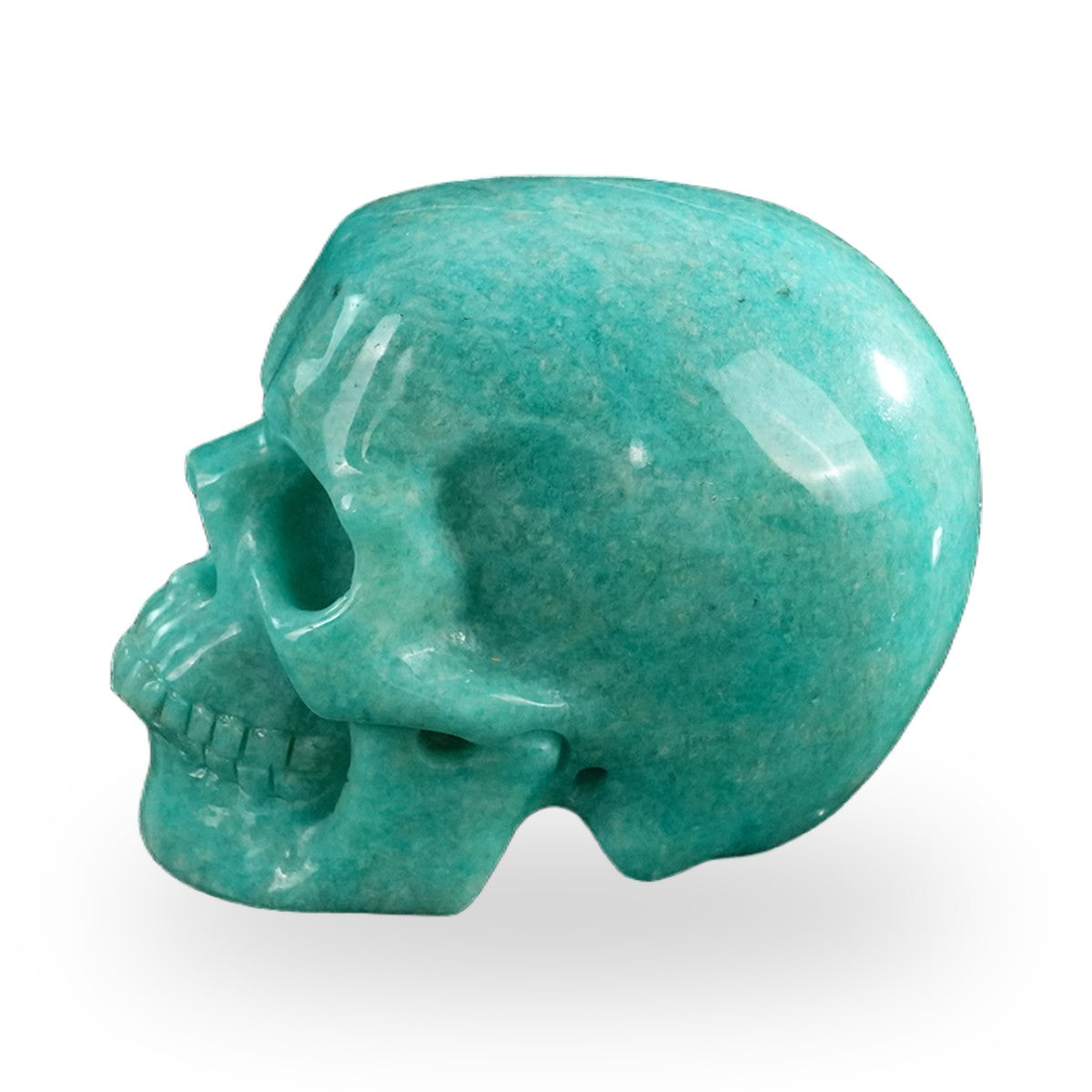 Kindred Vein 3" Amazonite Hand Carved Crystal Realistic Skull Sculpture (SKU: SKH30AA02) - Photo 15