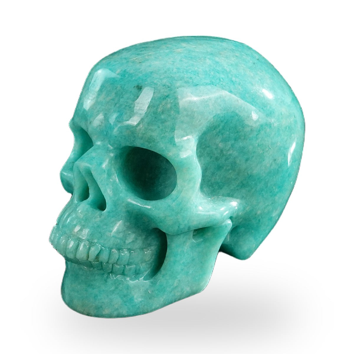 Kindred Vein 3" Amazonite Hand Carved Crystal Realistic Skull Sculpture (SKU: SKH30AA02) - Photo 16