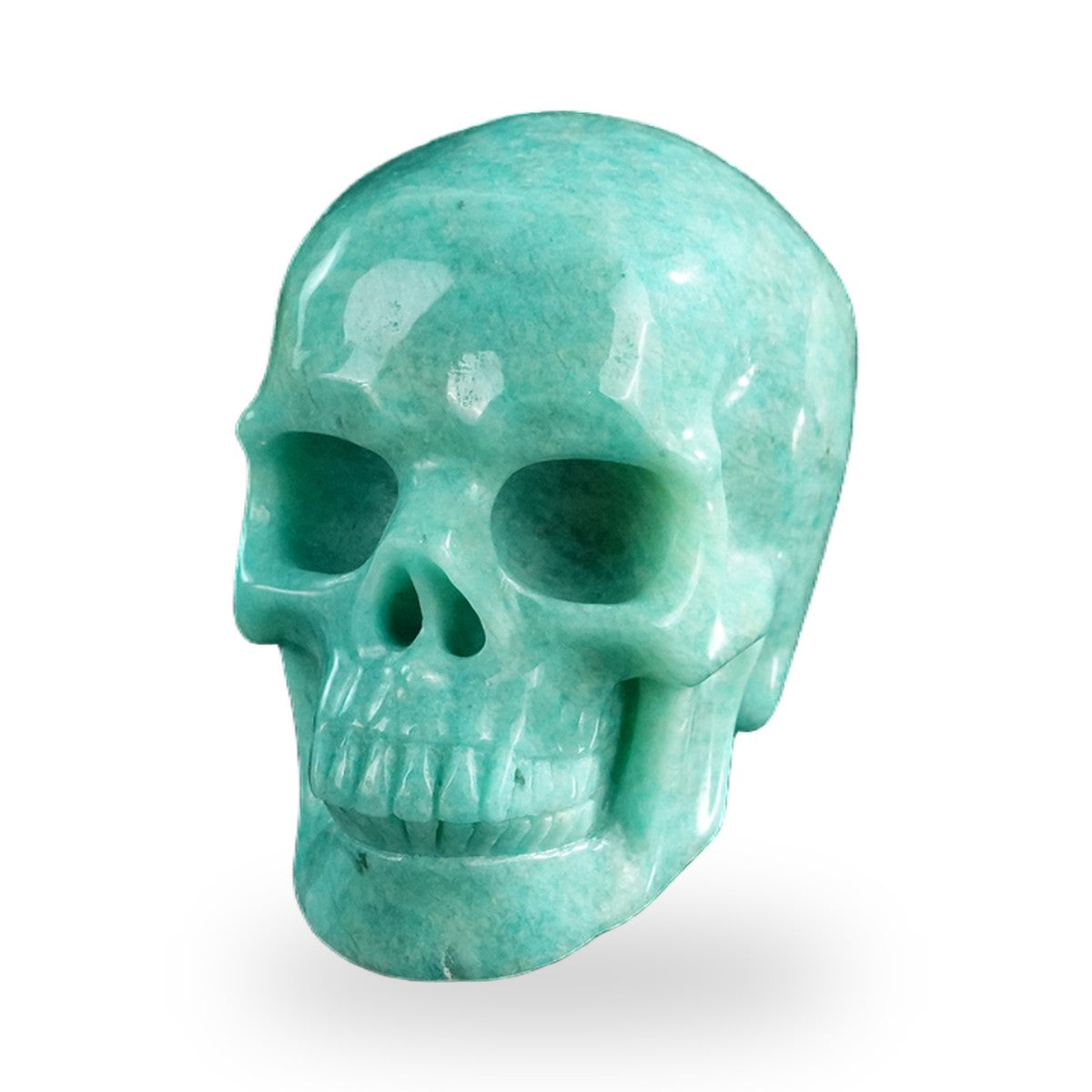Kindred Vein 3" Amazonite Hand Carved Crystal Realistic Skull Sculpture (SKU: SKH30AA03) - Photo 18