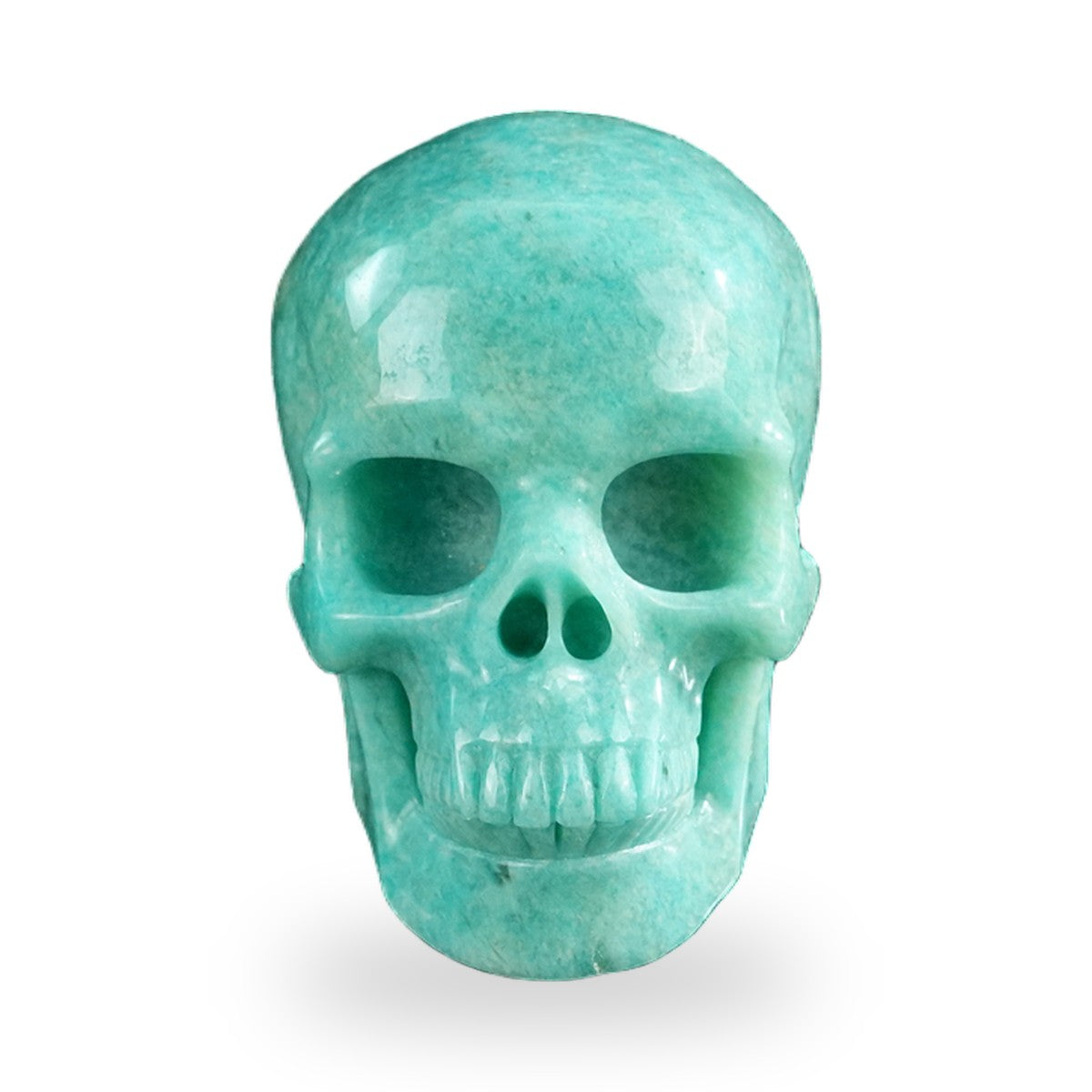 Kindred Vein 3" Amazonite Hand Carved Crystal Realistic Skull Sculpture (SKU: SKH30AA03) - Photo 19