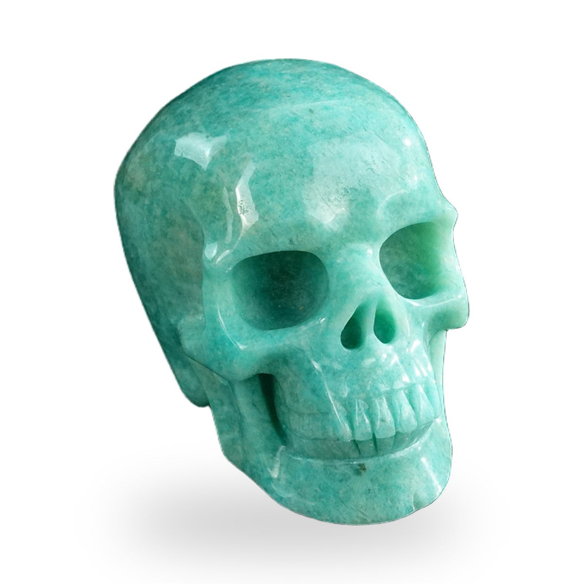 Kindred Vein 3" Amazonite Hand Carved Crystal Realistic Skull Sculpture (SKU: SKH30AA03) - Photo 20
