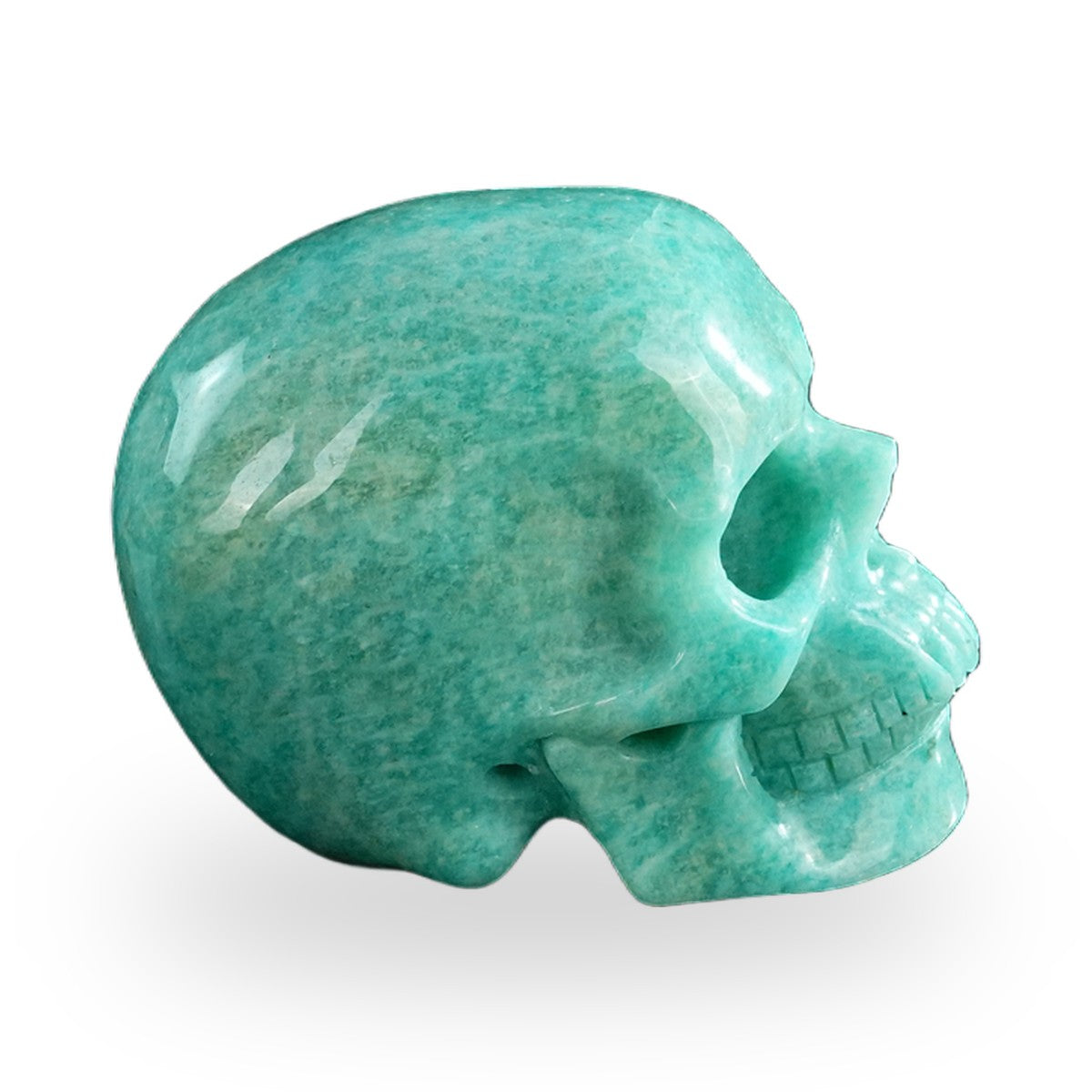 Kindred Vein 3" Amazonite Hand Carved Crystal Realistic Skull Sculpture (SKU: SKH30AA03) - Photo 22