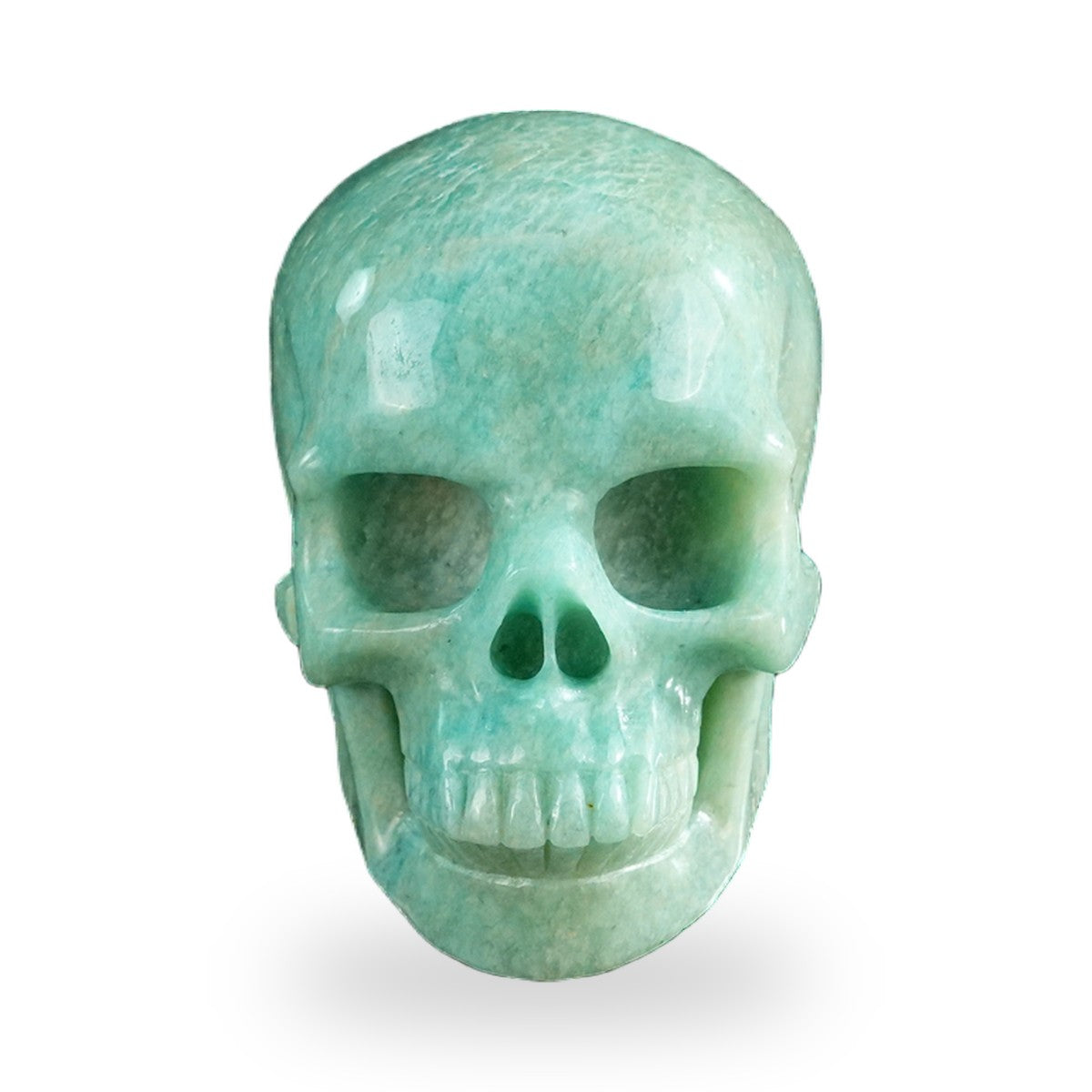Kindred Vein 3" Amazonite Hand Carved Crystal Realistic Skull Sculpture (SKU: SKH30AA04) - Photo 25