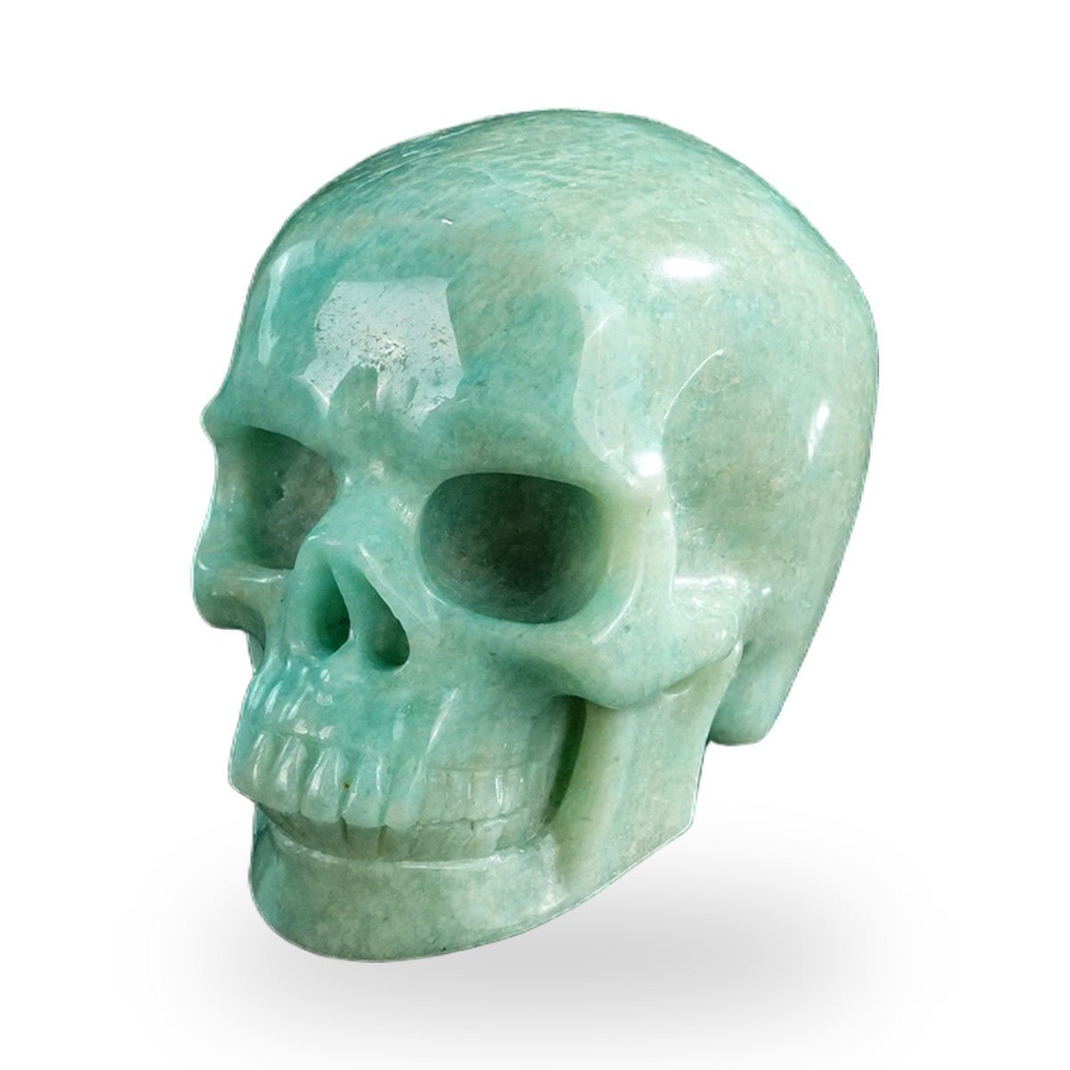 Kindred Vein 3" Amazonite Hand Carved Crystal Realistic Skull Sculpture (SKU: SKH30AA04) - Photo 26