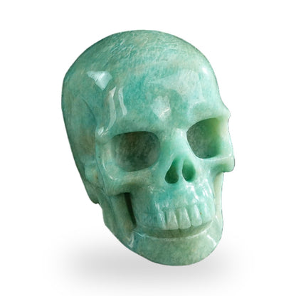 Kindred Vein 3" Amazonite Hand Carved Crystal Realistic Skull Sculpture (SKU: SKH30AA04) - Photo 27