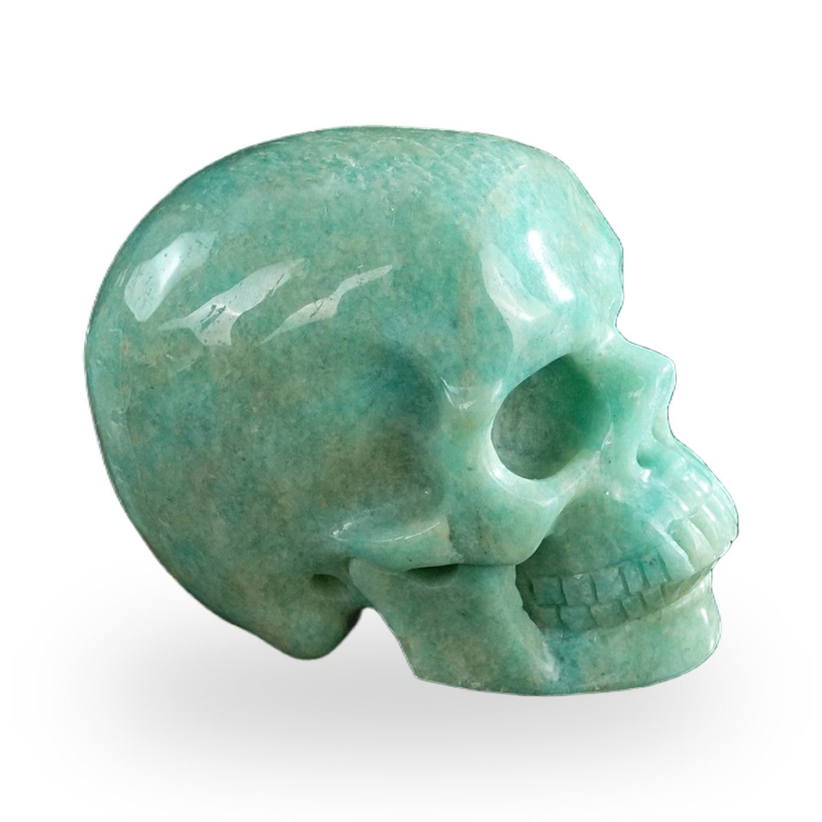 Kindred Vein 3" Amazonite Hand Carved Crystal Realistic Skull Sculpture (SKU: SKH30AA04) - Photo 29