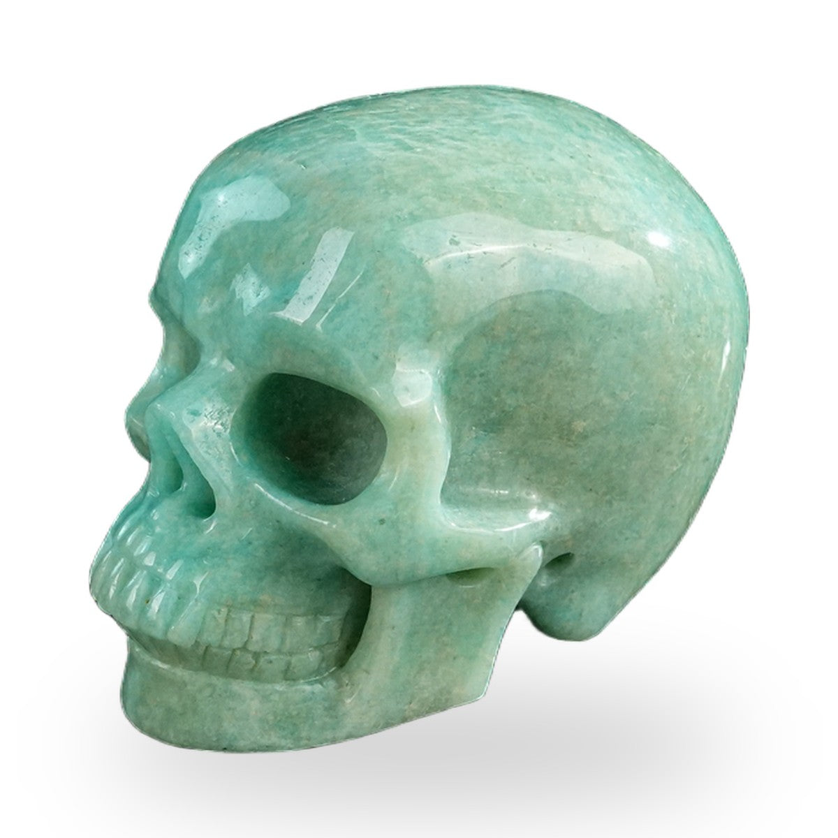 Kindred Vein 3" Amazonite Hand Carved Crystal Realistic Skull Sculpture (SKU: SKH30AA04) - Photo 32