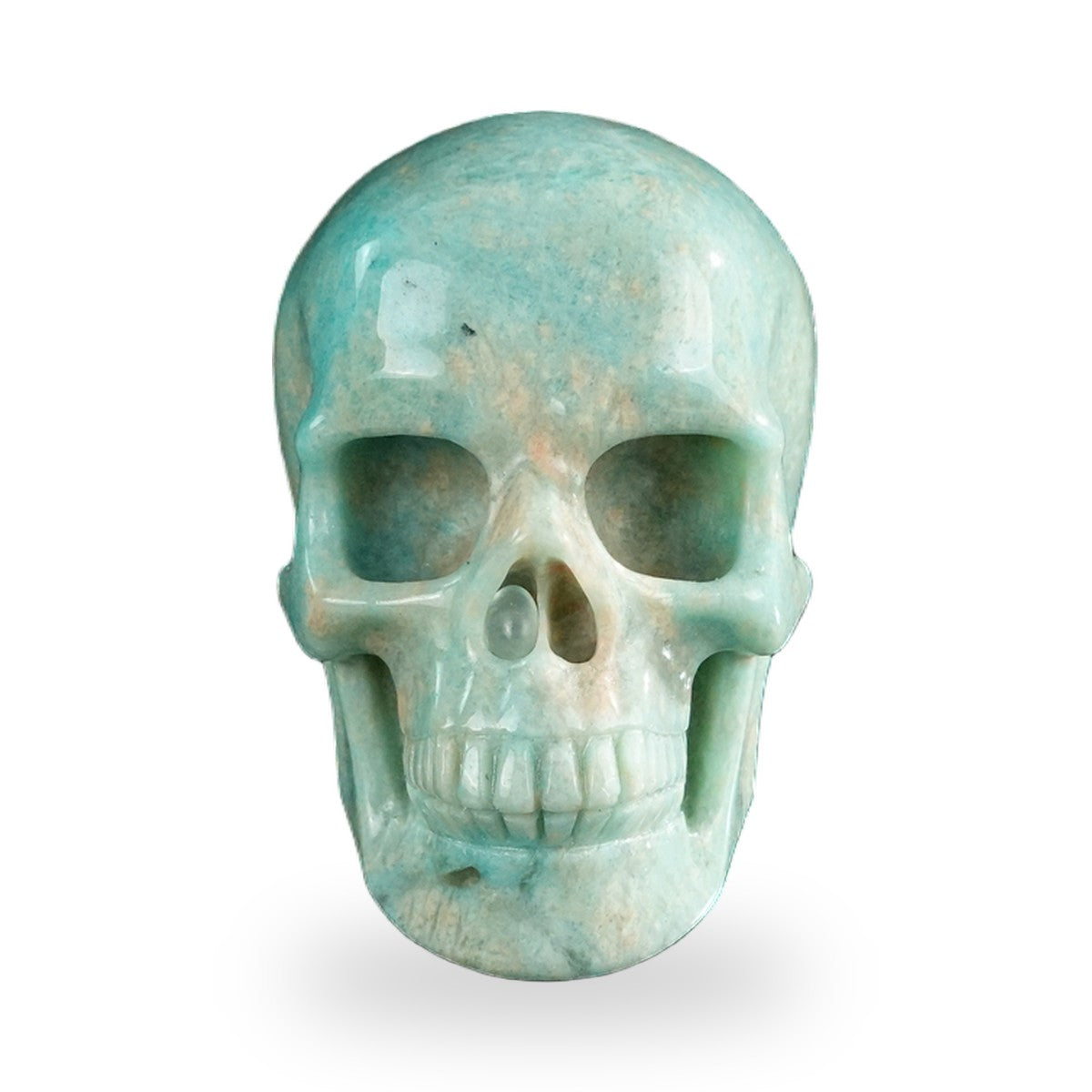 Kindred Vein 3" Amazonite Hand Carved Crystal Realistic Skull Sculpture (SKU: SKH30AA06) - Photo 41
