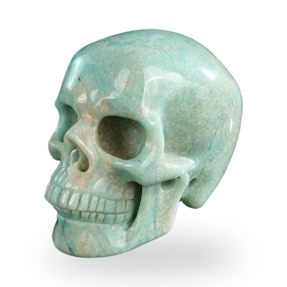 Kindred Vein 3" Amazonite Hand Carved Crystal Realistic Skull Sculpture (SKU: SKH30AA06) - Photo 42