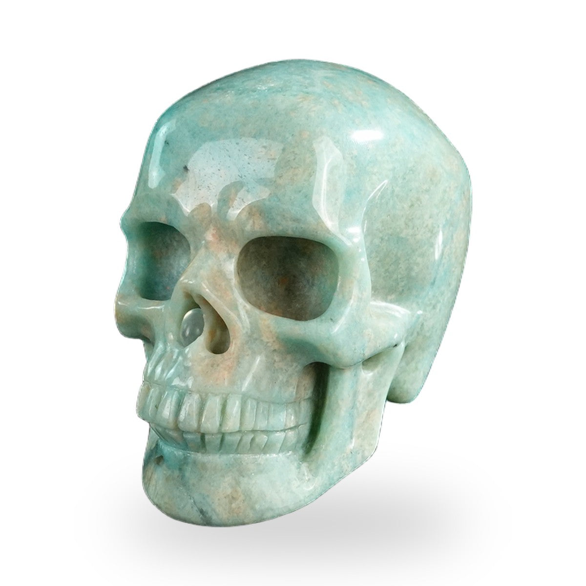 Kindred Vein 3" Amazonite Hand Carved Crystal Realistic Skull Sculpture (SKU: SKH30AA06) - Photo 43