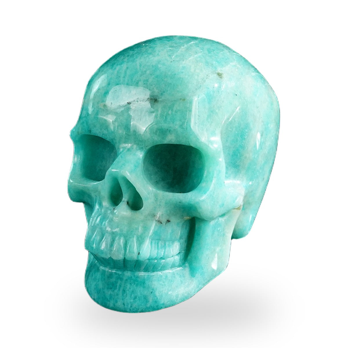 Kindred Vein 3" Amazonite Hand Carved Crystal Realistic Skull Sculpture (SKU: SKH30AA07) - Photo 50
