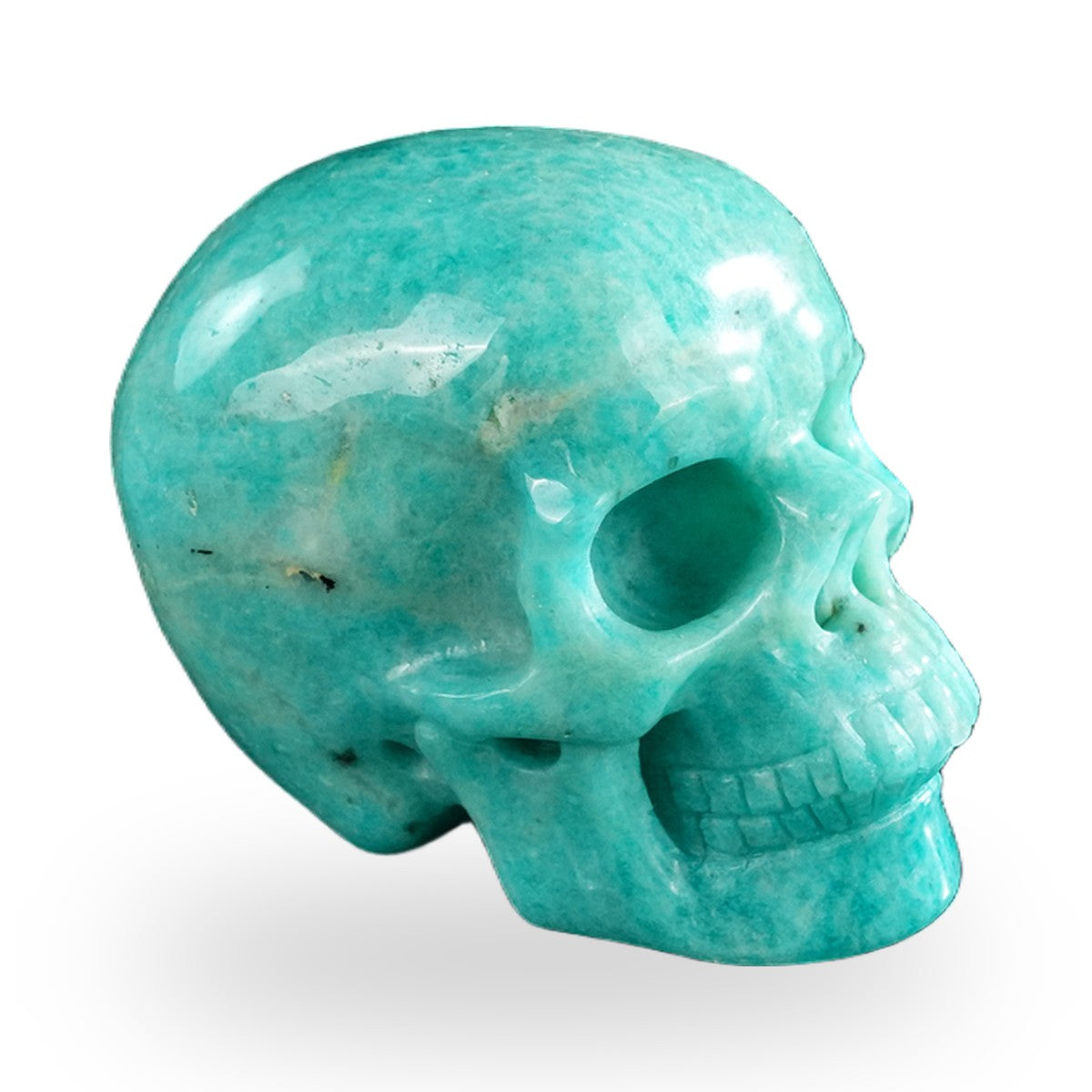 Kindred Vein 3" Amazonite Hand Carved Crystal Realistic Skull Sculpture (SKU: SKH30AA07) - Photo 52