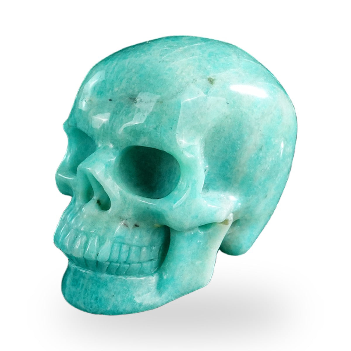 Kindred Vein 3" Amazonite Hand Carved Crystal Realistic Skull Sculpture (SKU: SKH30AA07) - Photo 56