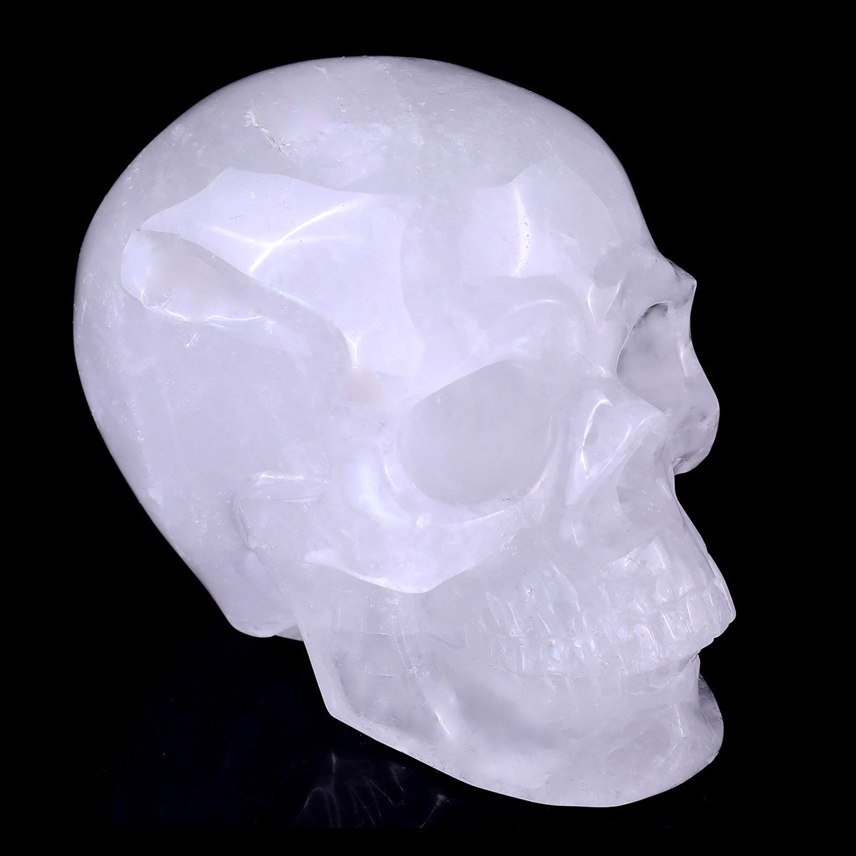 Kindred Vein 3" Angolan Quartz Hand Carved Crystal Realistic Skull Sculpture (SKU: SKH30AQ01) - Photo 1