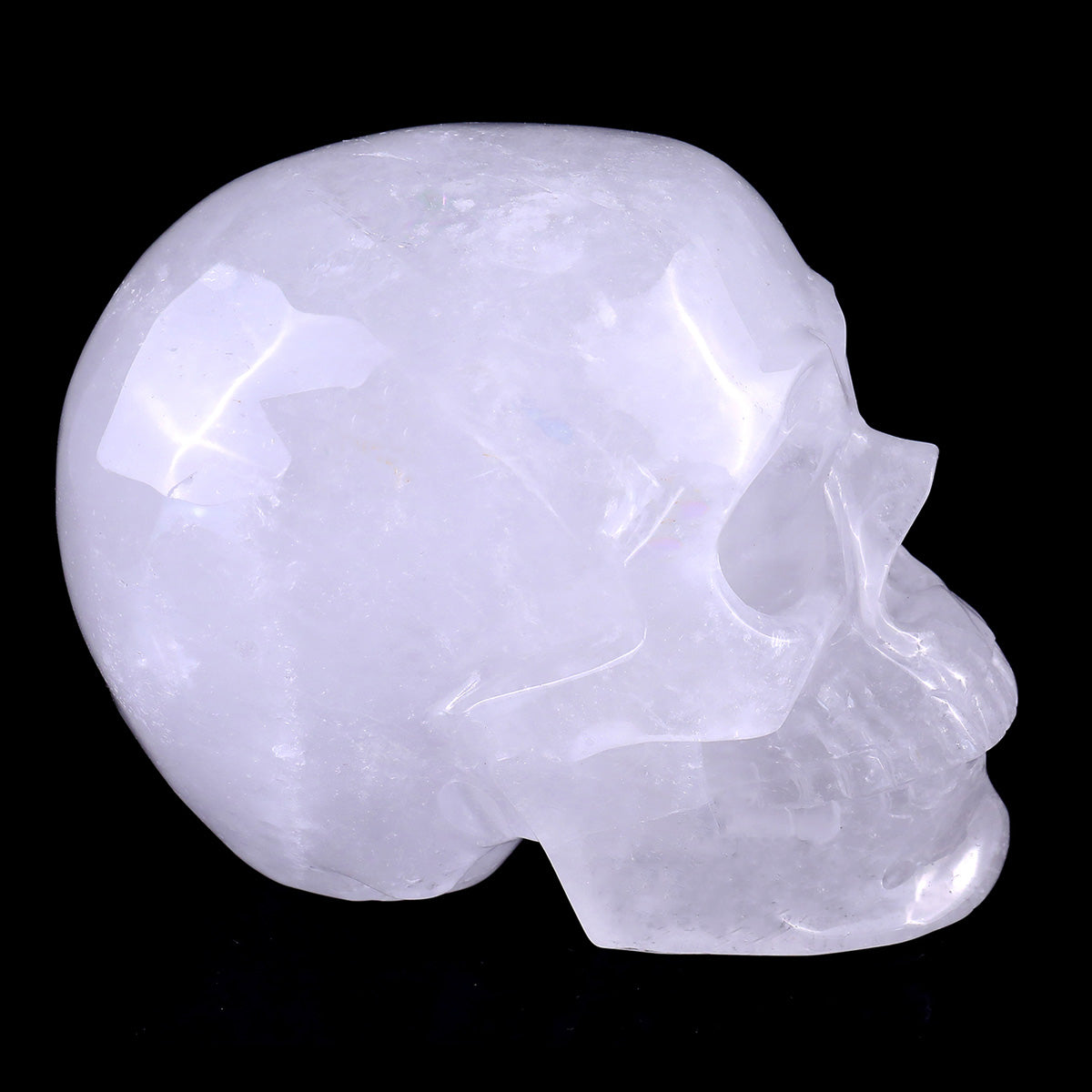Kindred Vein 3" Angolan Quartz Hand Carved Crystal Realistic Skull Sculpture (SKU: SKH30AQ01) - Photo 4
