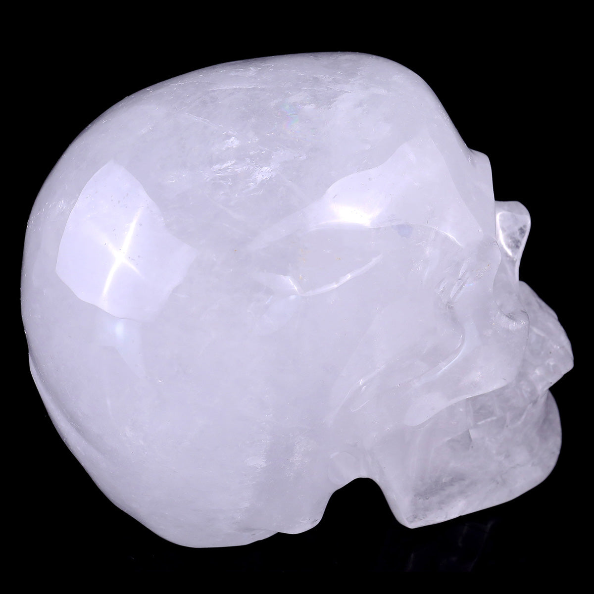 Kindred Vein 3" Angolan Quartz Hand Carved Crystal Realistic Skull Sculpture (SKU: SKH30AQ01) - Photo 5