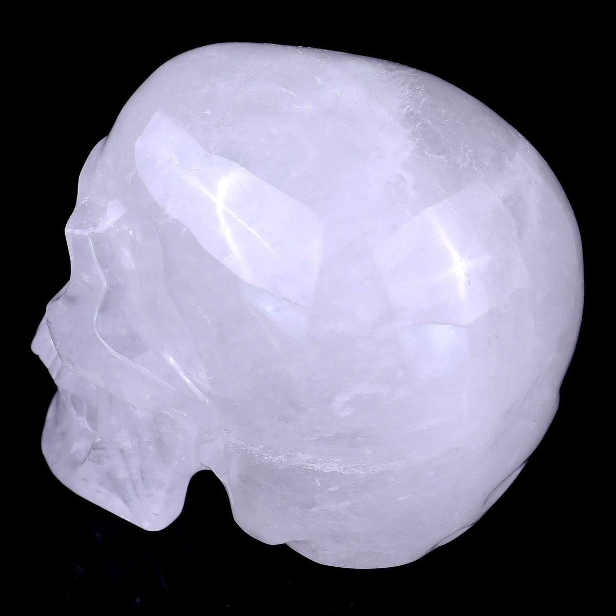Kindred Vein 3" Angolan Quartz Hand Carved Crystal Realistic Skull Sculpture (SKU: SKH30AQ01) - Photo 7