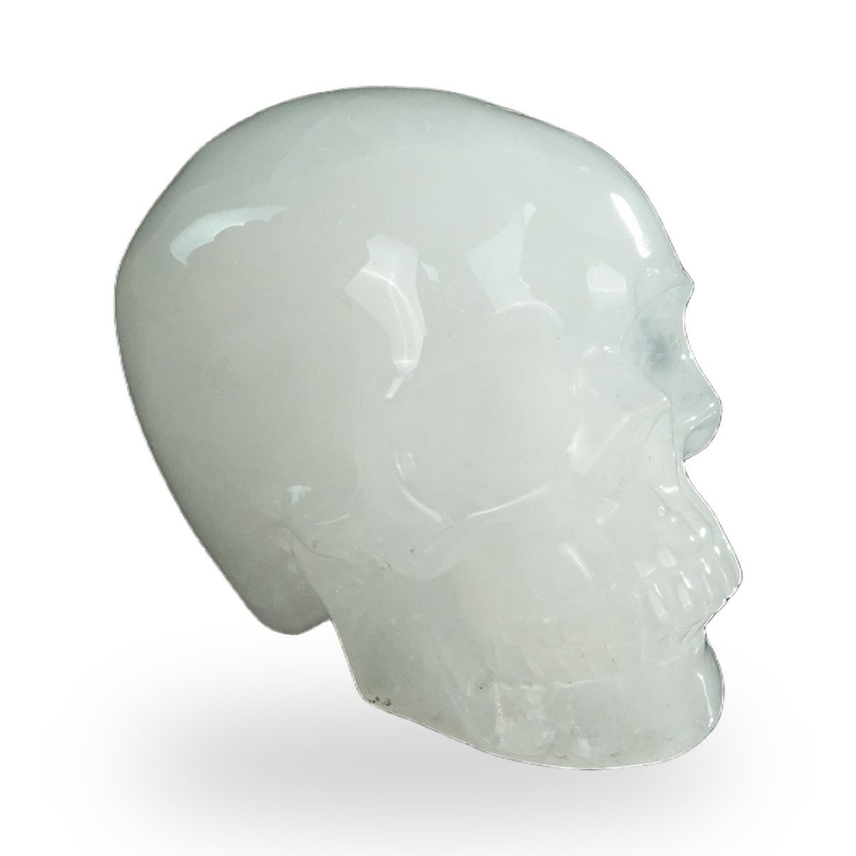 Kindred Vein 4.5" Angolan Quartz Hand Carved Crystal Realistic Skull Sculpture (SKU: SKH45AQ01) - Photo 3