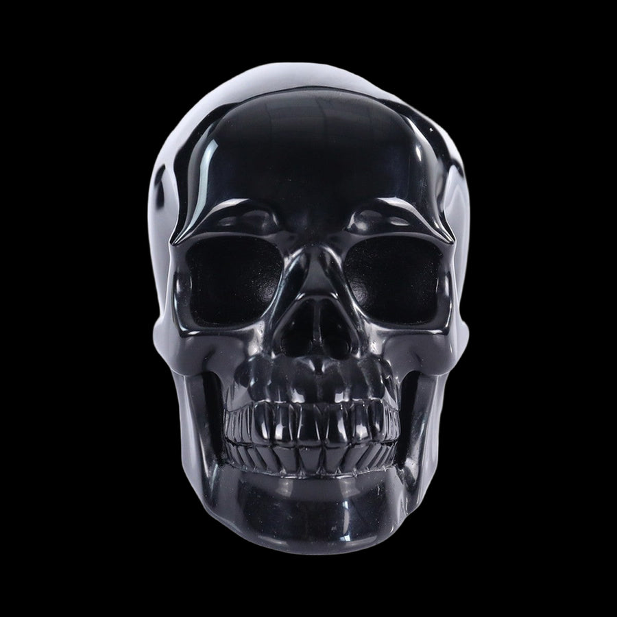3" Black Obsidian Hand Carved Crystal Realistic Skull