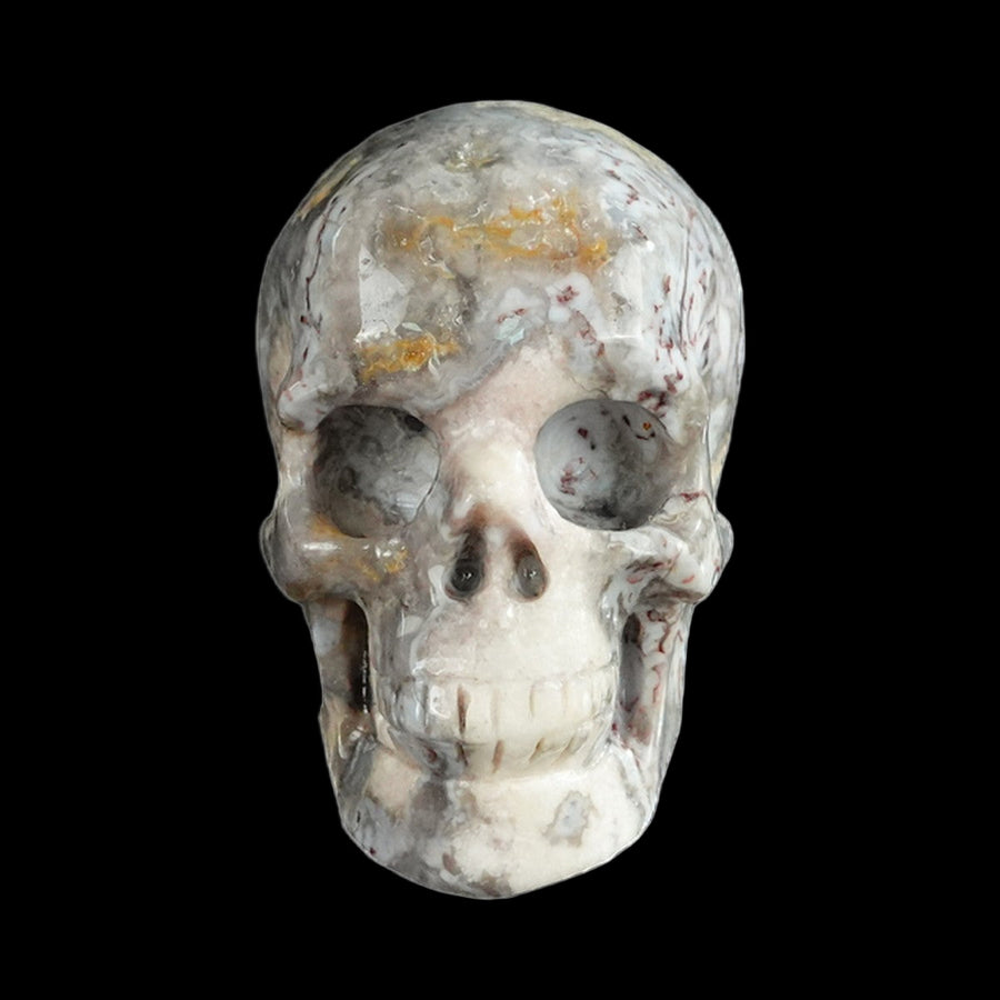 2.2" Blue Flower Agate Hand Carved Crystal Realistic Skull