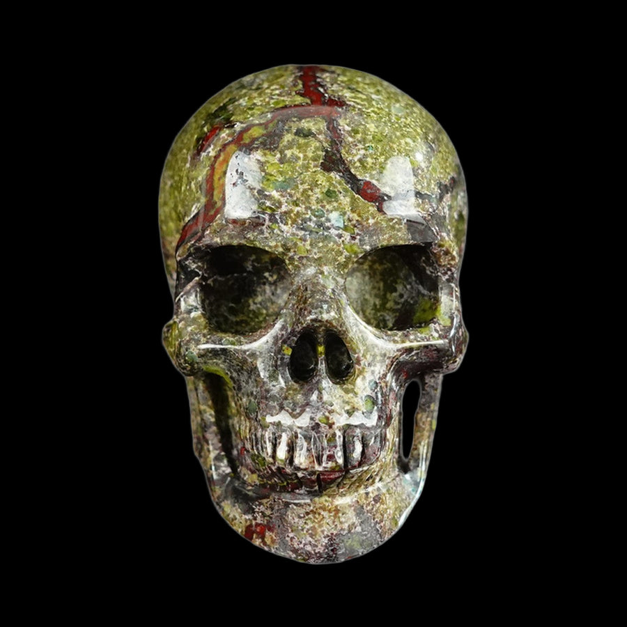 2.2" Dragon Blood Jasper Hand Carved Crystal Realistic Skull
