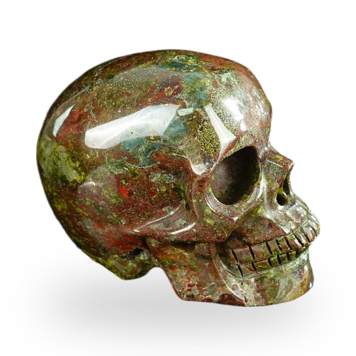 Kindred Vein 2.2" Dragon Blood Jasper Hand Carved Crystal Realistic Skull Sculpture (SKU: SKH20DB02) - Photo 12
