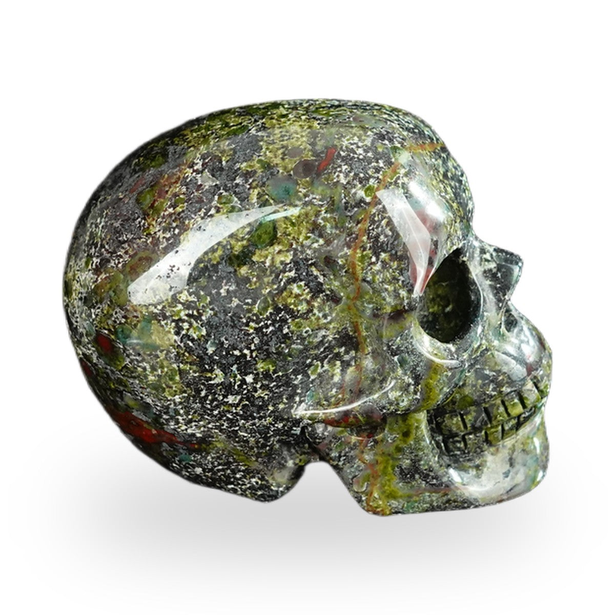 Kindred Vein 2.2" Dragon Blood Jasper Hand Carved Crystal Realistic Skull Sculpture (SKU: SKH20DB04) - Photo 29