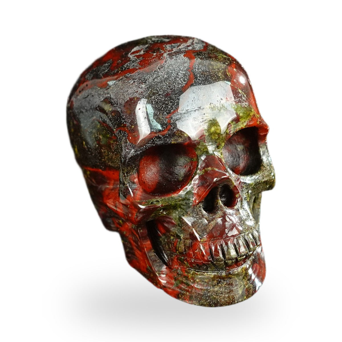 Kindred Vein 2.2" Dragon Blood Jasper Hand Carved Crystal Realistic Skull Sculpture (SKU: SKH20DB05) - Photo 34