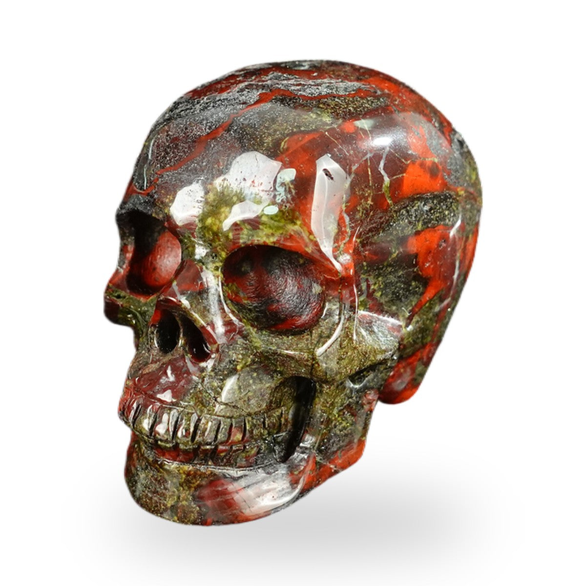 Kindred Vein 2.2" Dragon Blood Jasper Hand Carved Crystal Realistic Skull Sculpture (SKU: SKH20DB05) - Photo 40