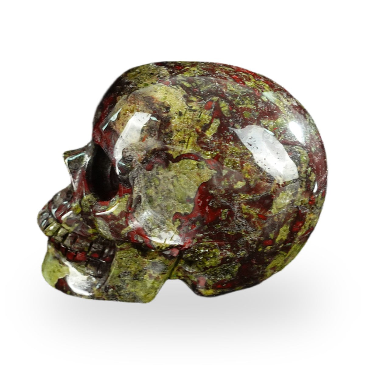 Kindred Vein 2.2" Dragon Blood Jasper Hand Carved Crystal Realistic Skull Sculpture (SKU: SKH20DB07) - Photo 54