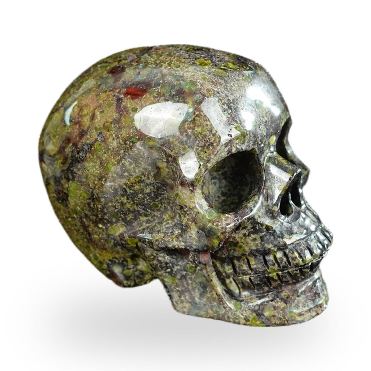 Kindred Vein 2.2" Dragon Blood Jasper Hand Carved Crystal Realistic Skull Sculpture (SKU: SKH20DB14) - Photo 105