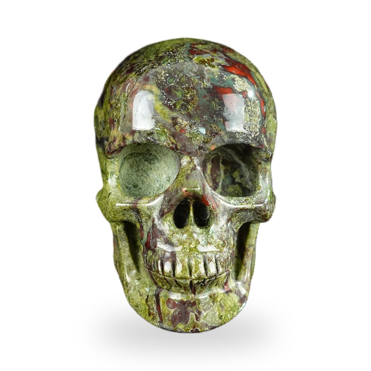 Kindred Vein 2.2" Dragon Blood Jasper Hand Carved Crystal Realistic Skull Sculpture (SKU: SKH20DB16) - Photo 118