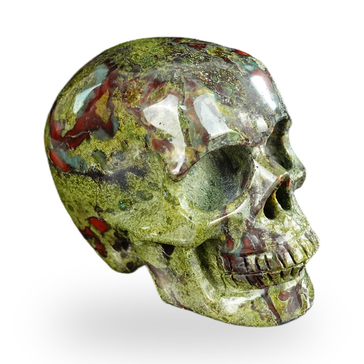 Kindred Vein 2.2" Dragon Blood Jasper Hand Carved Crystal Realistic Skull Sculpture (SKU: SKH20DB16) - Photo 120