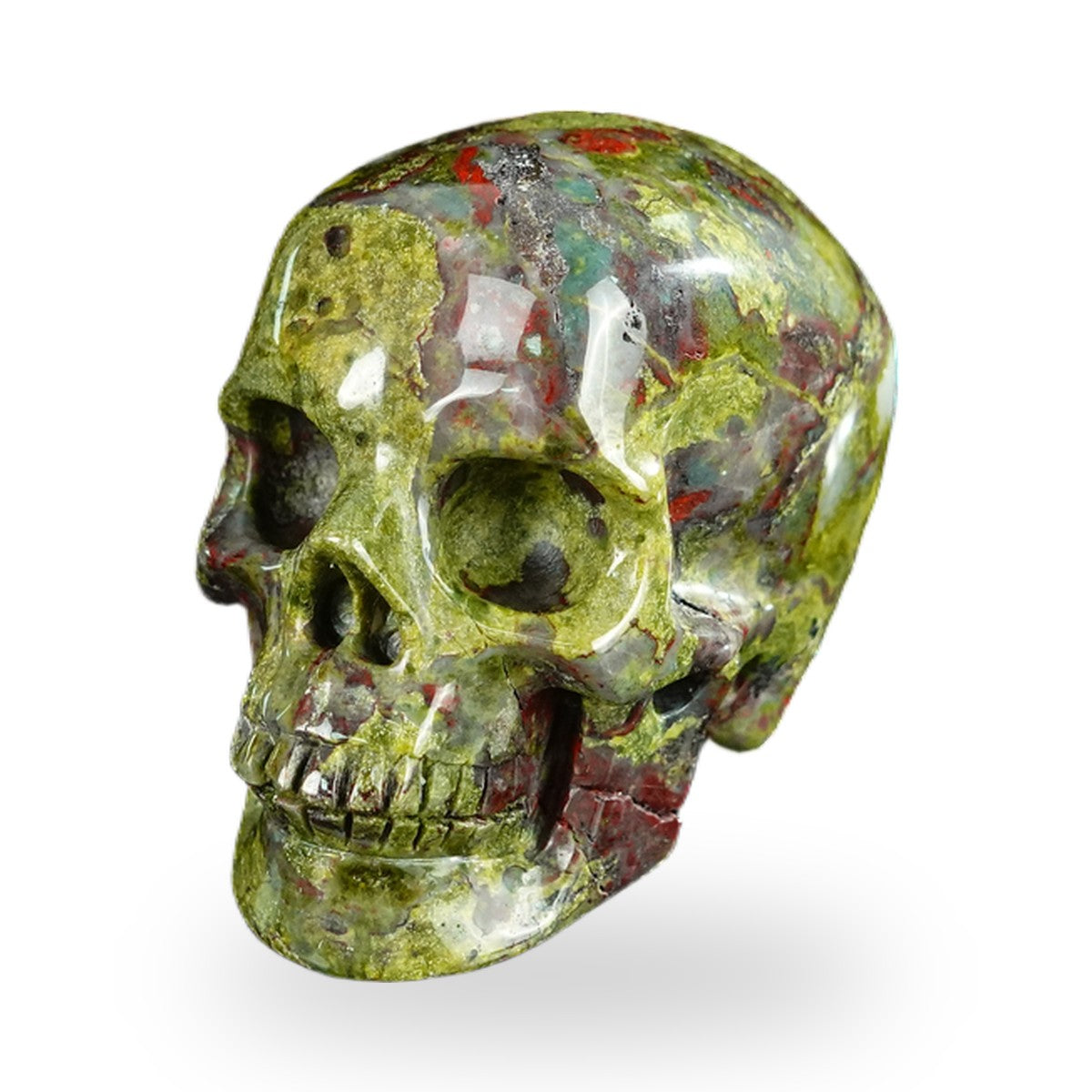 Kindred Vein 2.2" Dragon Blood Jasper Hand Carved Crystal Realistic Skull Sculpture (SKU: SKH20DB17) - Photo 132