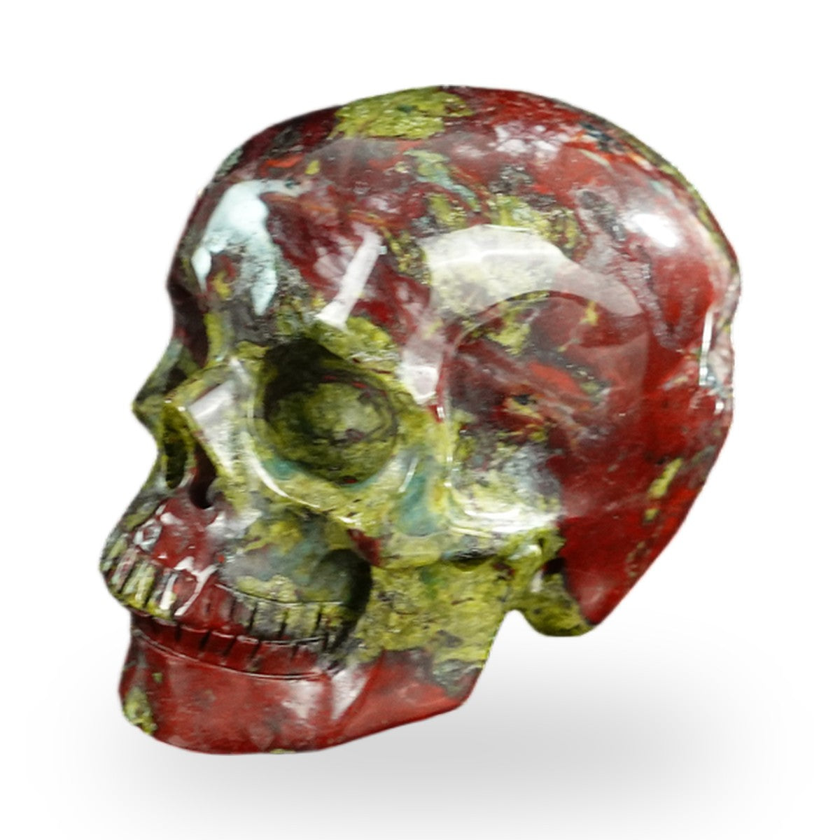 Kindred Vein 2.2" Dragon Blood Jasper Hand Carved Crystal Realistic Skull Sculpture (SKU: SKH20DB18) - Photo 138
