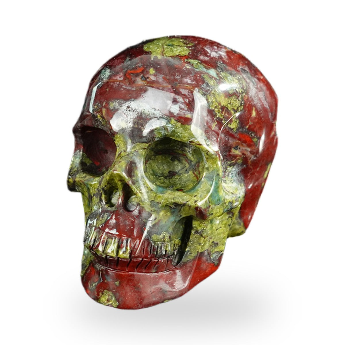 Kindred Vein 2.2" Dragon Blood Jasper Hand Carved Crystal Realistic Skull Sculpture (SKU: SKH20DB18) - Photo 139
