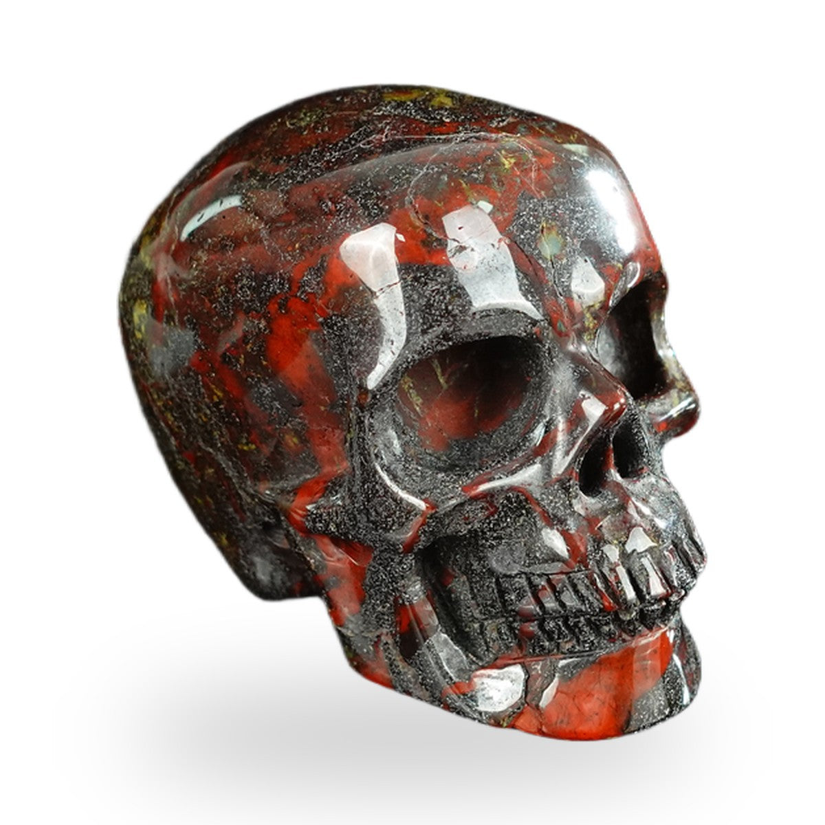 Kindred Vein 2.2" Dragon Blood Jasper Hand Carved Crystal Realistic Skull Sculpture (SKU: SKH20DB19) - Photo 142