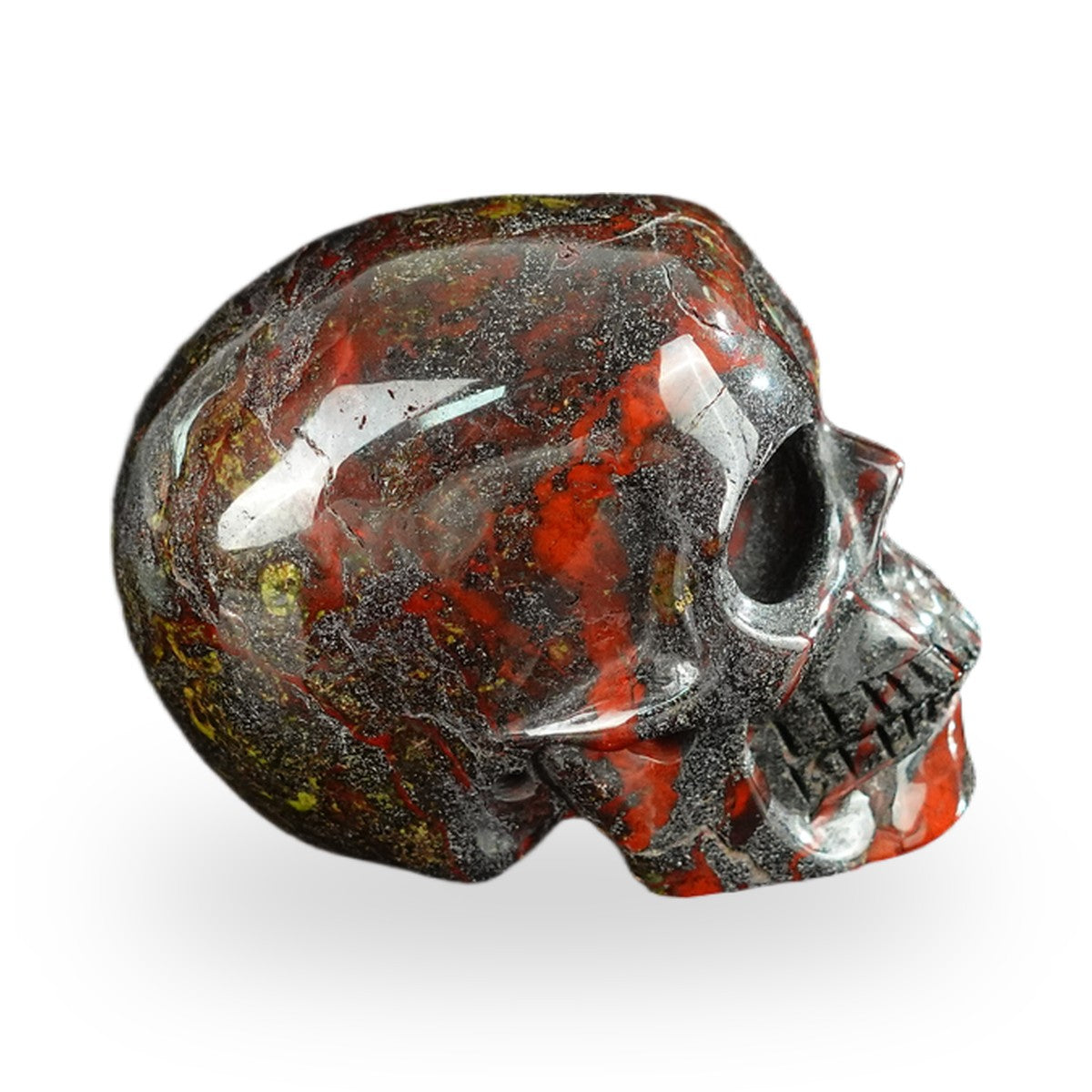 Kindred Vein 2.2" Dragon Blood Jasper Hand Carved Crystal Realistic Skull Sculpture (SKU: SKH20DB19) - Photo 144