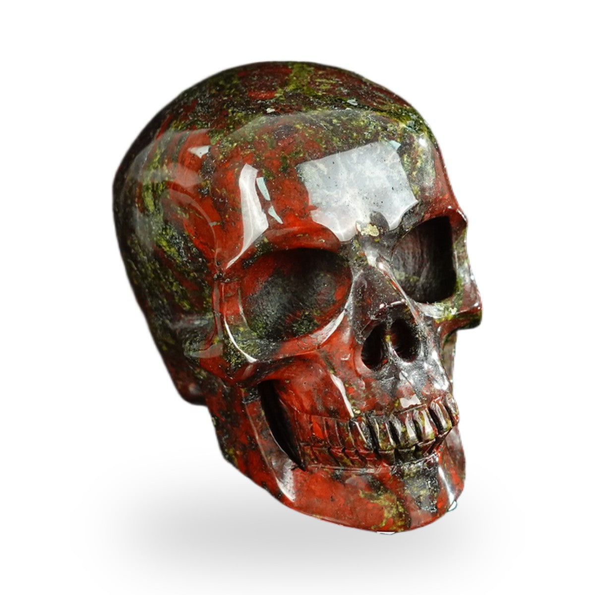 Kindred Vein 2.2" Dragon Blood Jasper Hand Carved Crystal Realistic Skull Sculpture (SKU: SKH20DB20) - Photo 150