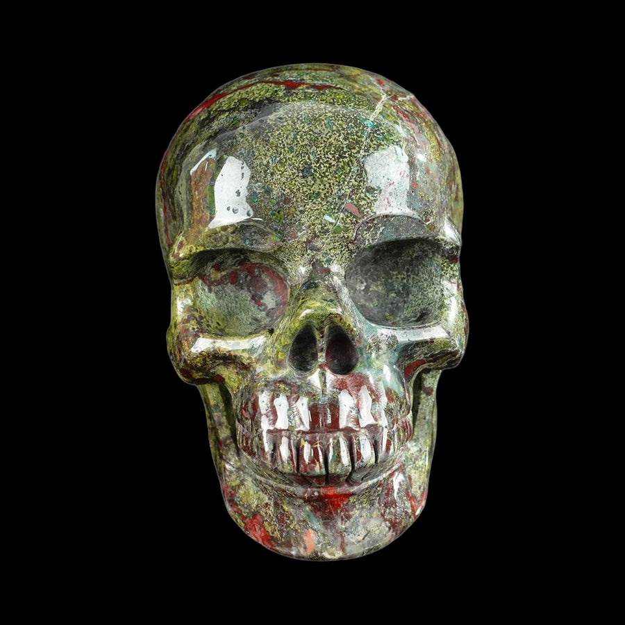 4.5" Dragon Blood Jasper Hand Carved Crystal Realistic Skull