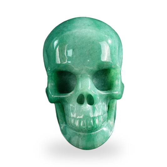 Kindred Vein 3" Green Aventurine Hand Carved Crystal Realistic Skull Sculpture (SKU: SKH30GA01) - Photo 1