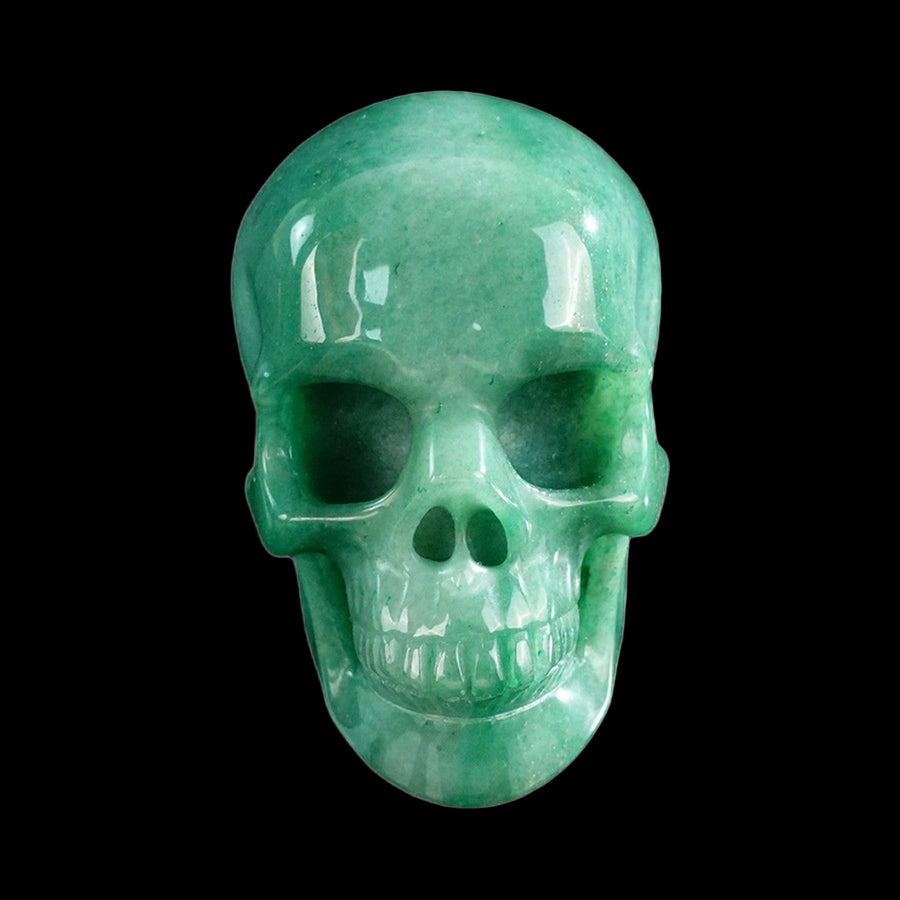 3" Green Aventurine Hand Carved Crystal Realistic Skull