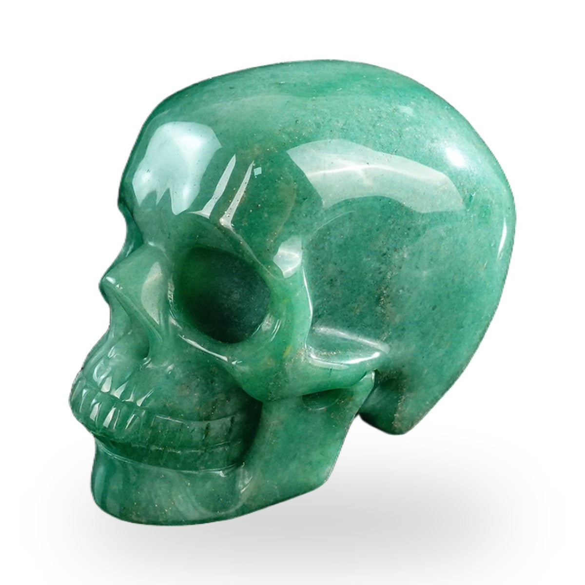 Kindred Vein 3" Green Aventurine Hand Carved Crystal Realistic Skull Sculpture (SKU: SKH30GA01) - Photo 7
